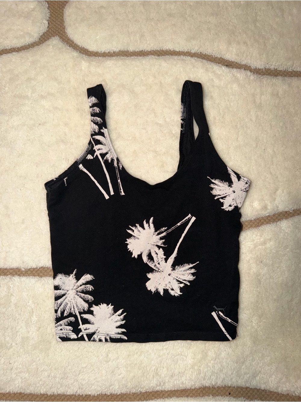 Victoria’s Secret PINK Women’s XS Black Palm Tree Crop Tank Top